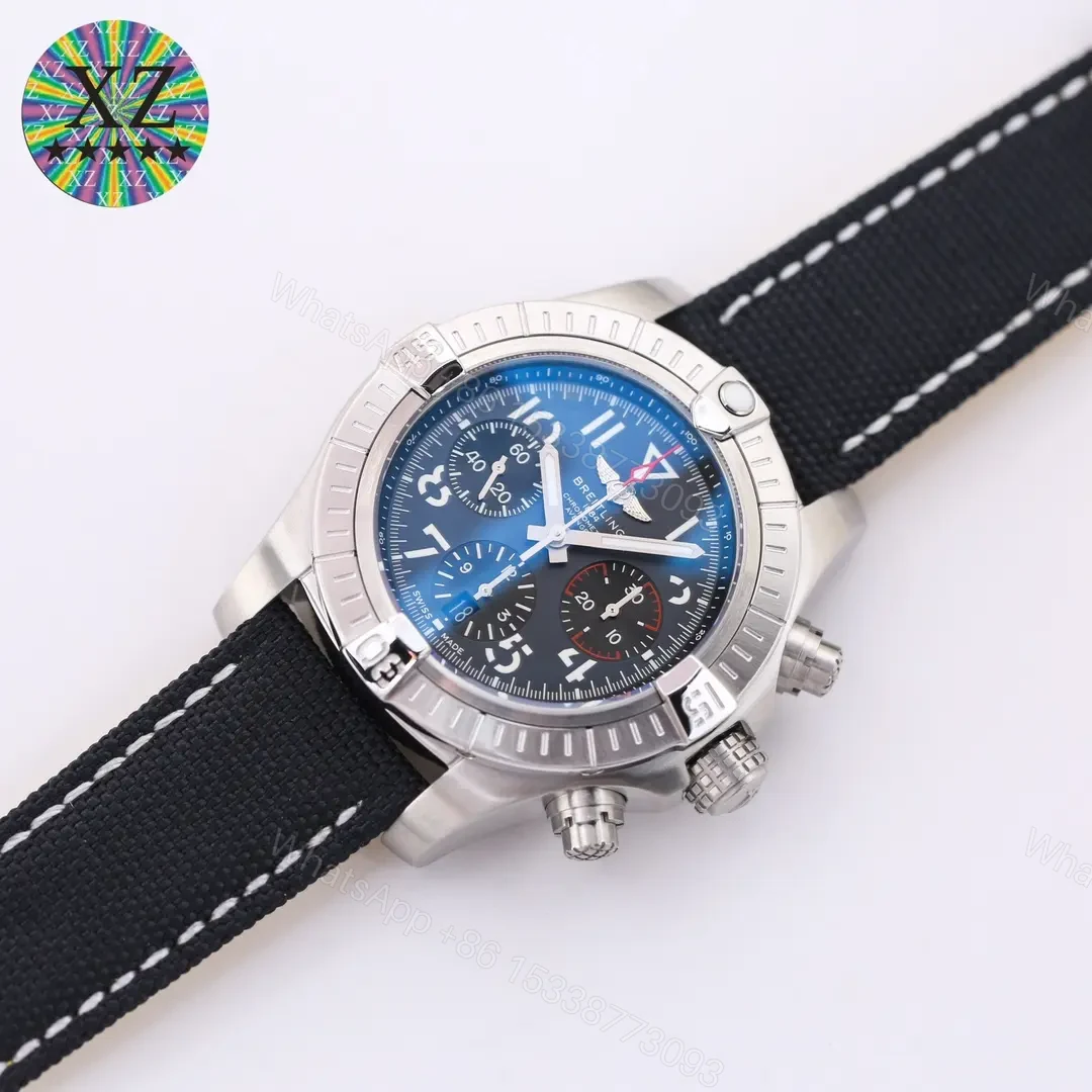 View 7 of JF Factory Breitling Avenger B01 Chronograph 45mm Stainless Steel Watch – Blue Dial, Blue Strap