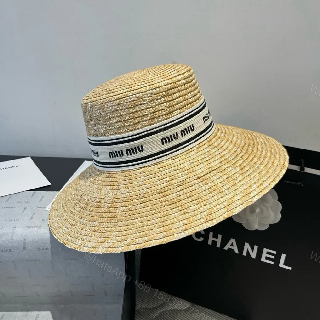 View 5 of Straw Sunhat + Beige Straw + Classic + Subtle Logo Detail + Hat