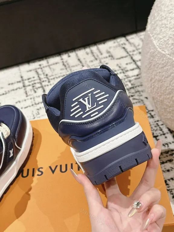 View 4 of Bold Navy Caviar Leather High-Top Sneakers with LOVE Embellishments
