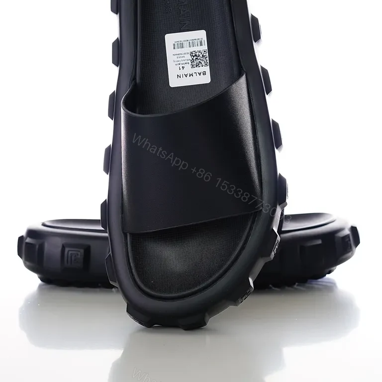View 2 of Bold Minimalism Platform Slide: Black PU Leather, 5â€“12