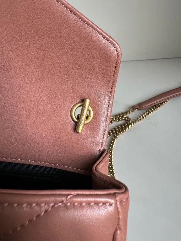 View 9 of Soft-Pink Quilted Crossbody with Gold Hardware - Yves Saint Laurent-Inspired