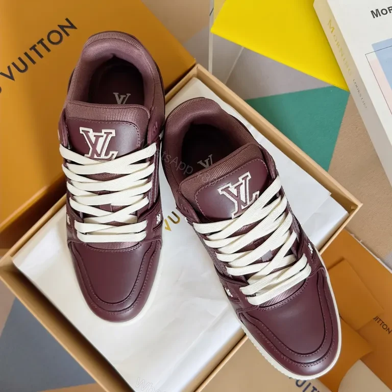 View 3 of Plum Luxe High-Tops: Premium Leather Sneakers with LV-Inspired Detail