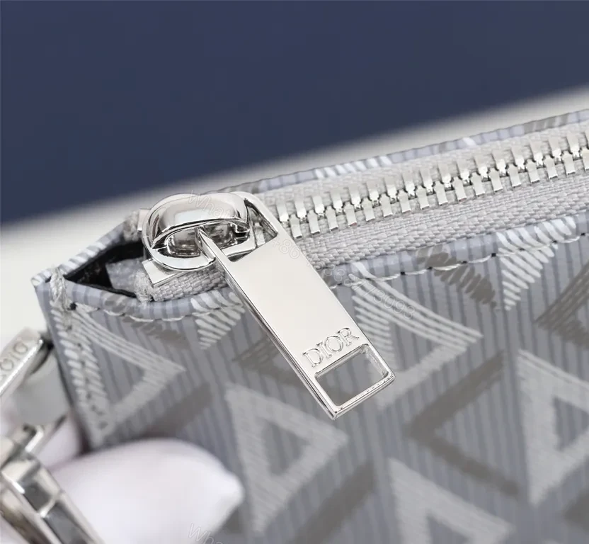 View 6 of Grey Dior Oblique Jacquard Pouch â€” Elegant, Hands-free Carry