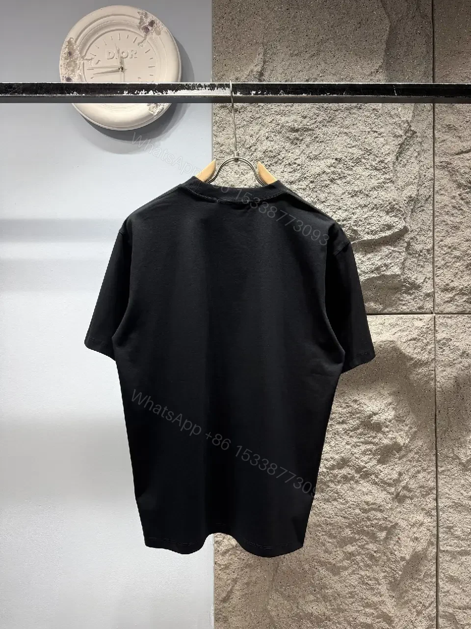 View 5 of Black Cotton Tee: Dior Couture Crest Graphic Shine