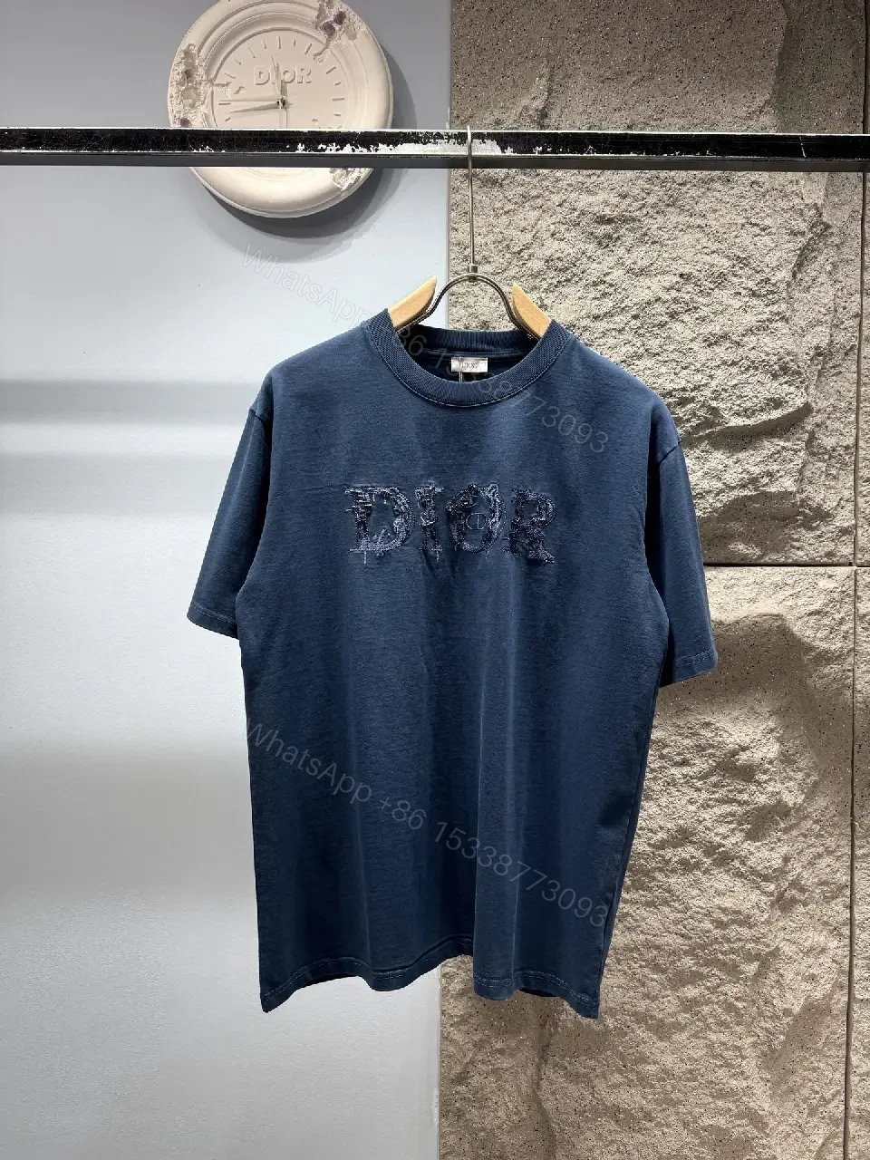 Blue Embroidered Cotton Tee — Premium Casual Comfort — view 1