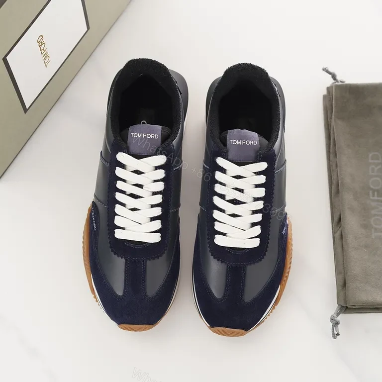 View 3 of Navy Suede & Leather Sneaker â€” Tom Ford Luxury Comfort