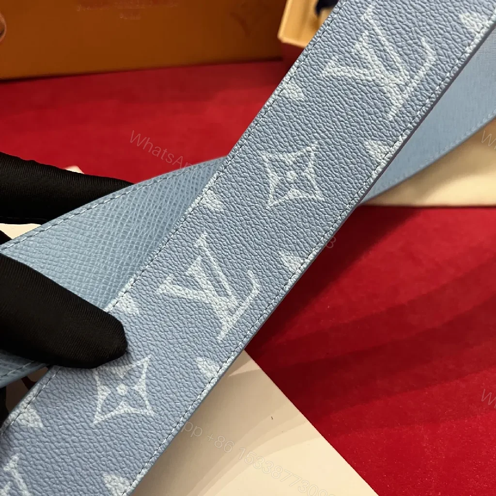 View 6 of Blue Monogram Belt: Modern Luxury Leather Belt