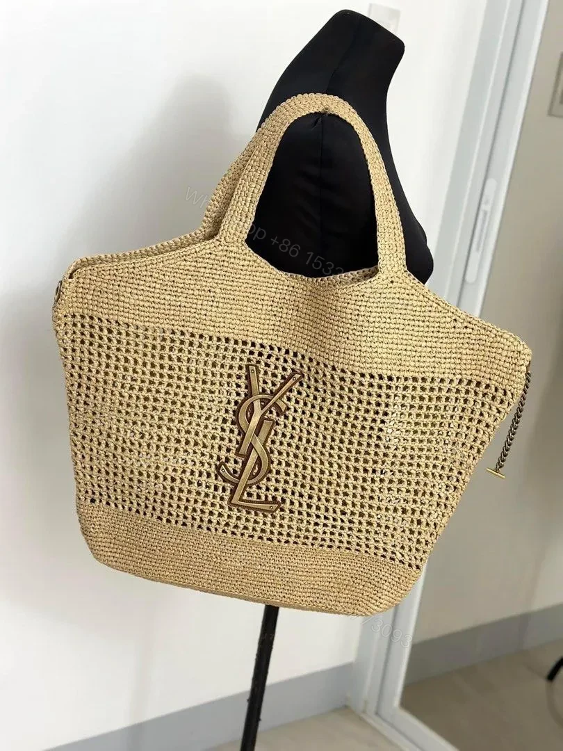 View 3 of YSL Saint Laurent Icare Maxi raffia tote bag