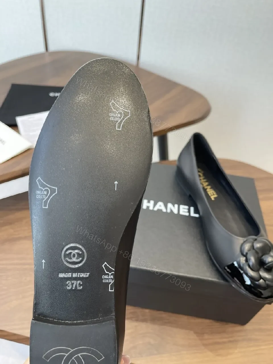 View 9 of Black Leather Ballet Flats + Signature Flower Ornament + Classic + All-Day Comfort + Flats