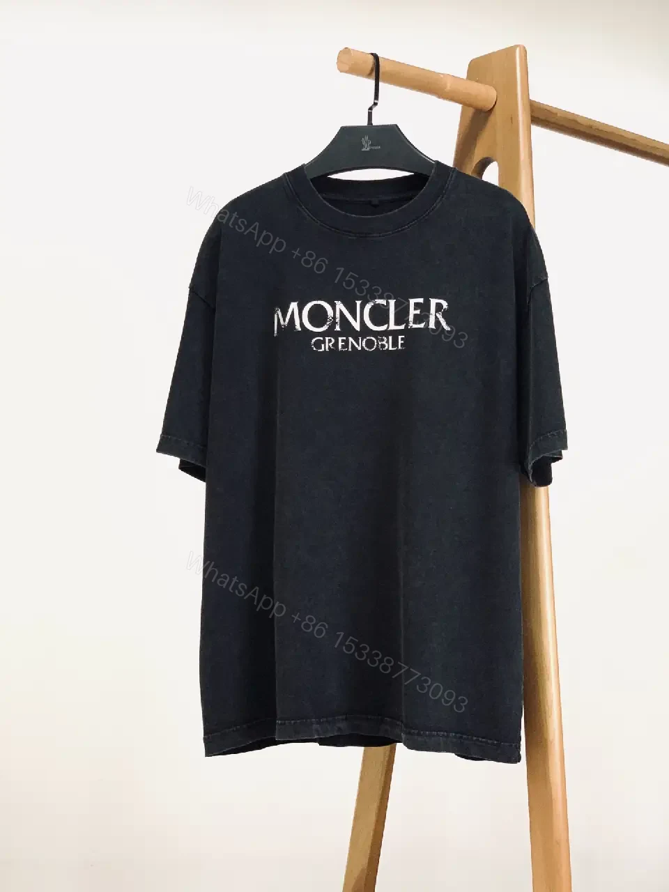 View 6 of Black Cotton-Blend Oversized Tee, Premium Streetwear Essential, Logo Detail