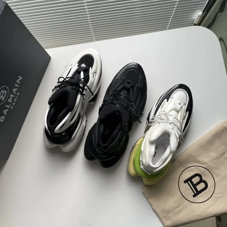 View 6 of Bold Black Balmain High-Top Sneakers: Sculpted Comfort