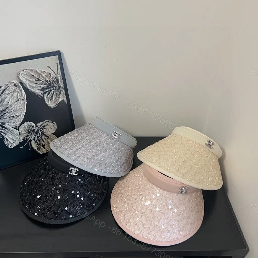 View 4 of Soft Pink Sequin Visor - Glam Daywear Cap