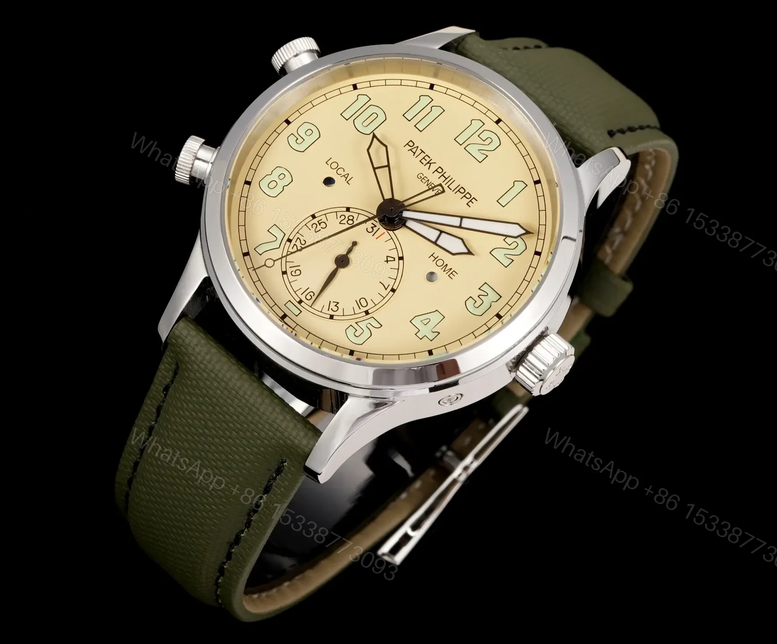 View 5 of Patek Philippe Calatrava Pilot Travel Time Fabric Strap 40mm Premium Edition PATEK-PILOT-TT-FAB-40