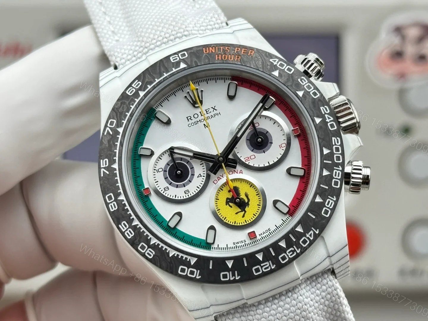 View 4 of SJ 2700 HEH Carbon Fiber Daytona R74 Rolex Custom Edition 40mm RG-ROLEX-DAYTONA-WHITE-DIAL