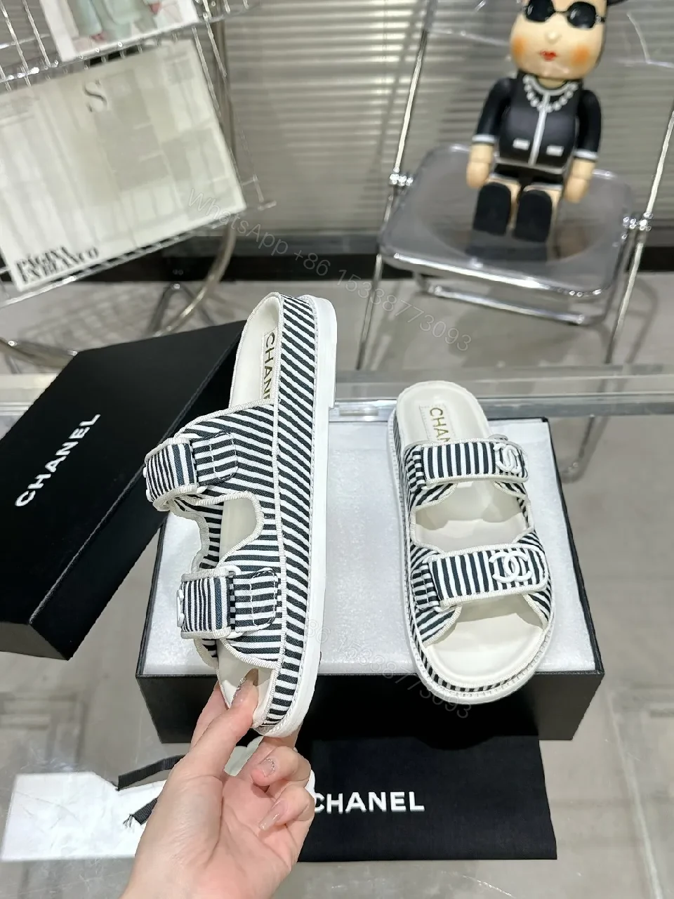 View 9 of Navy Stripes Comfort Sandals: Luxe Everyday Style
