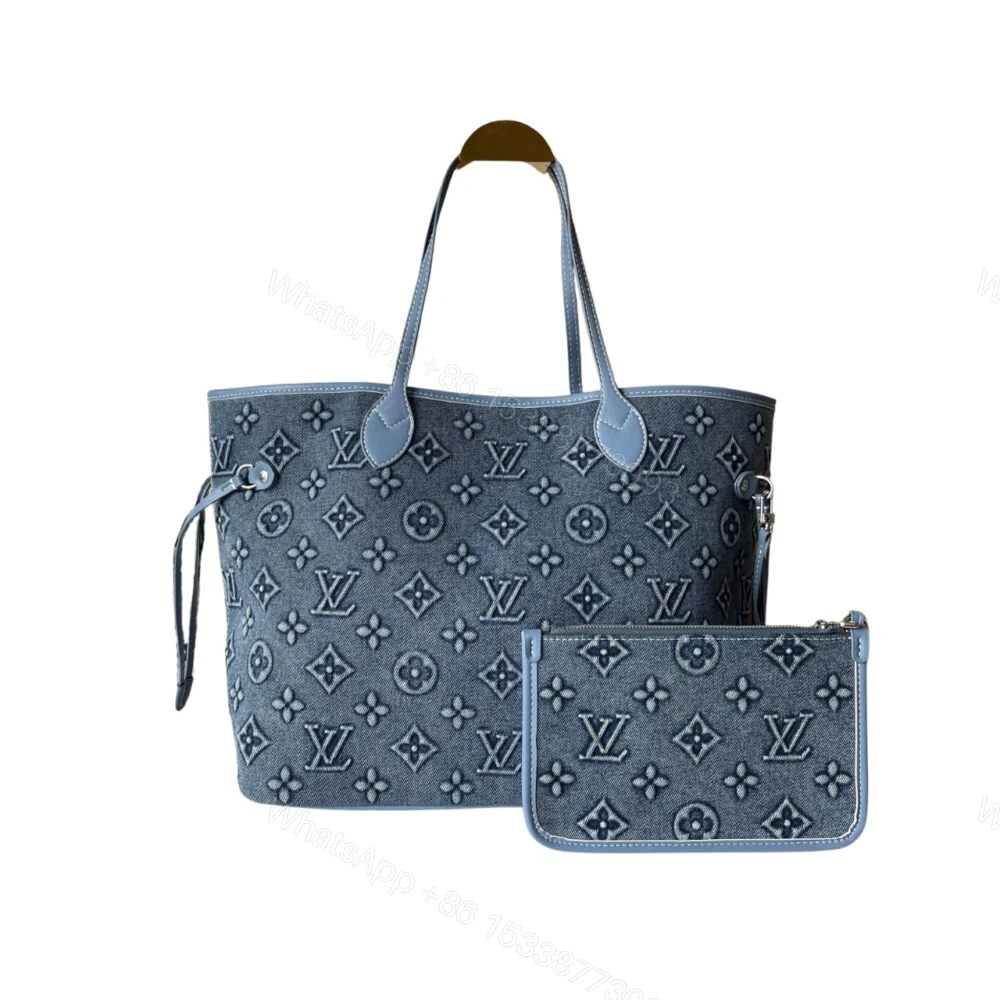 Louis Vuitton Neverfull MM Bag Monogram Denim Blue 32Cm — view 1