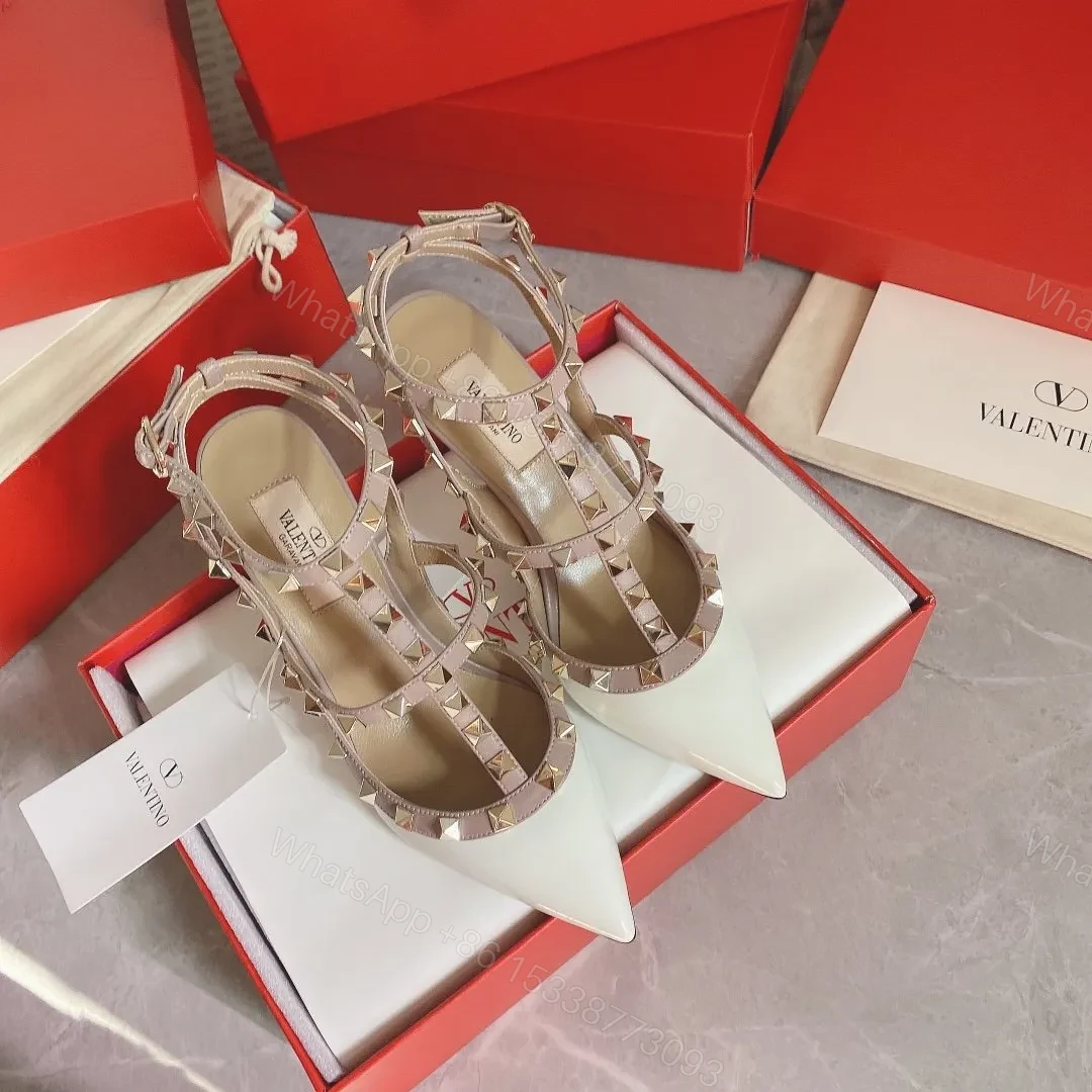 View 2 of Valentino Women White Patent Leather Rockstud Pumps