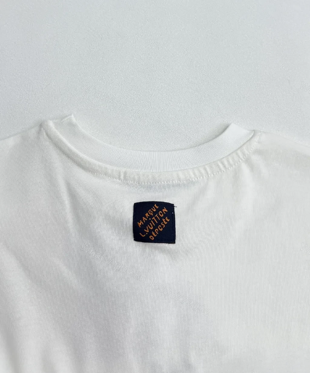 View 3 of White Cotton Tee Luxe Embroidered XLV Monogram Statement Tee