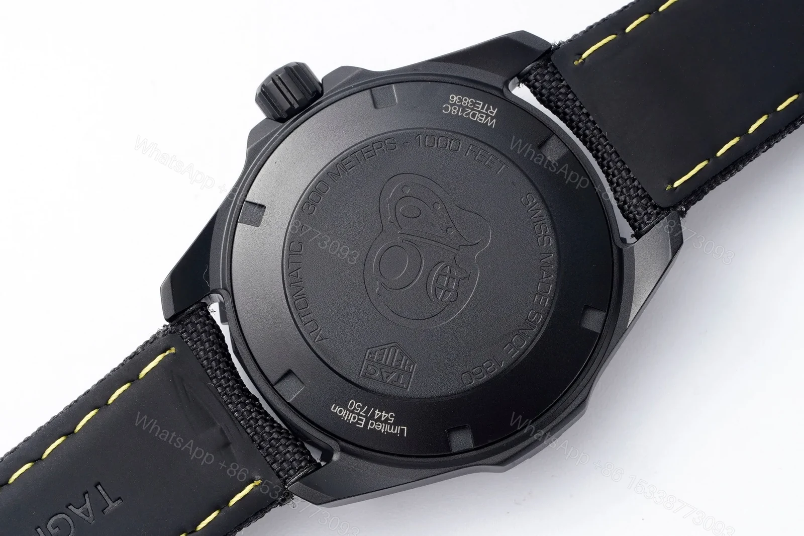 View 6 of V6 Factory TAG Heuer Aquaracer Black Dial Yellow Stitching Fabric Strap Watch – Super Night Glow, 100m Water Resistant, SW200 Movement