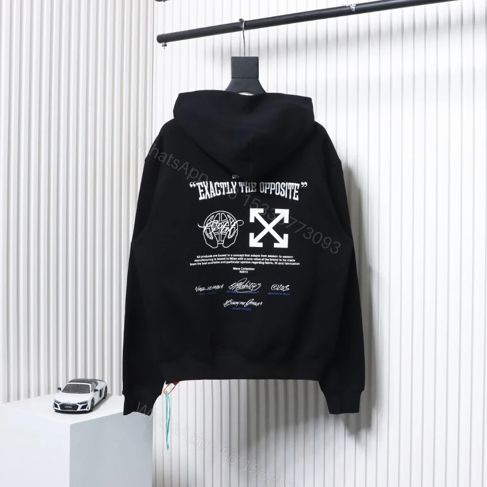 Off-White Blue Embroidered Hoodie Letter Hoodie — view 1
