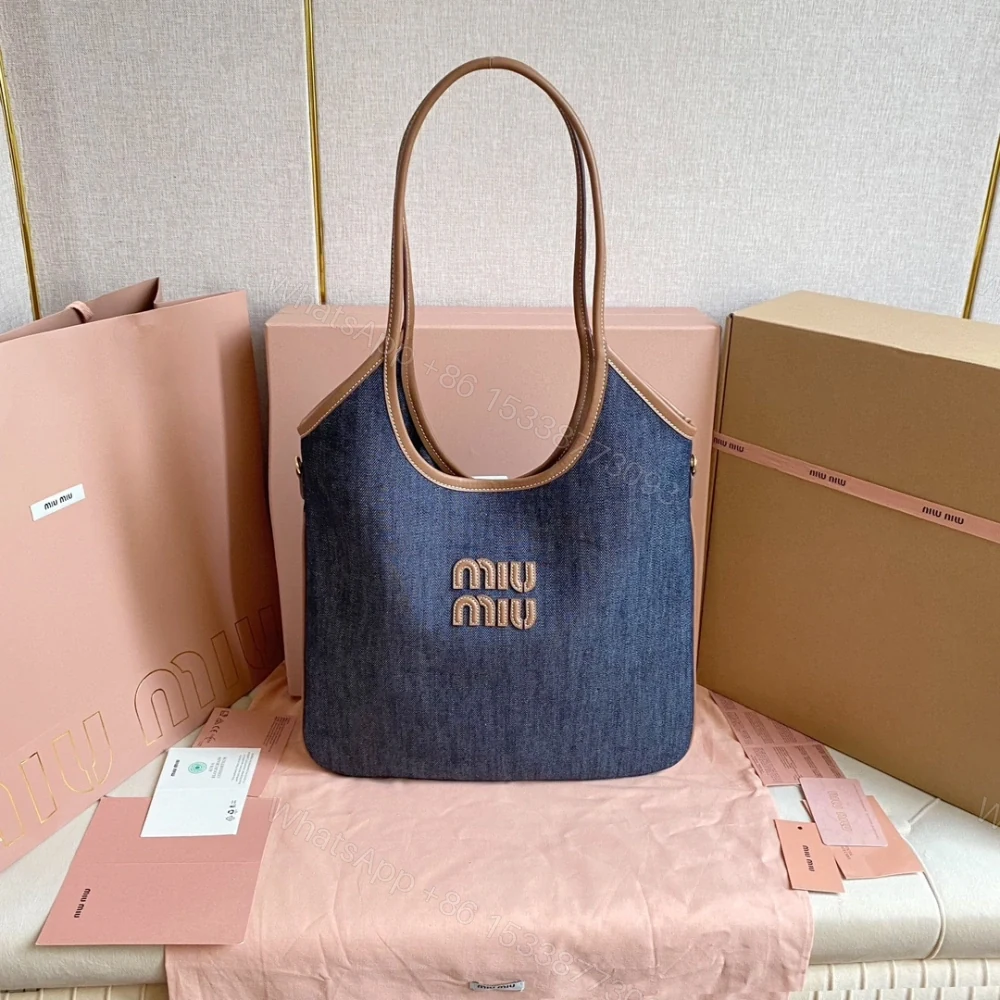 高仿miumiu繆繆*IVY系列5BG231限定款Tote包牛仔布免檢版 — view 1