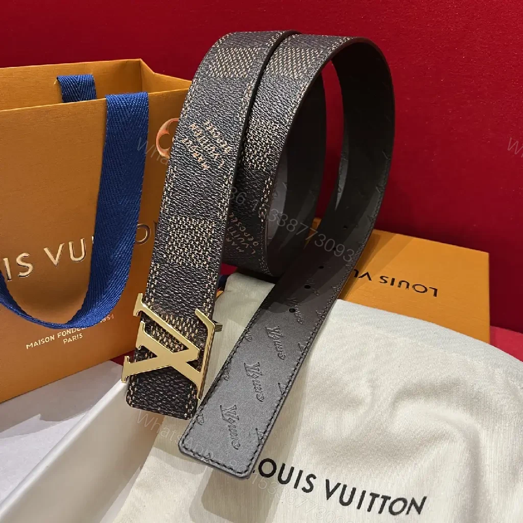 View 10 of Black & Gray Monogram Belt: Textured Strap, LV Buckle, Designer Style
