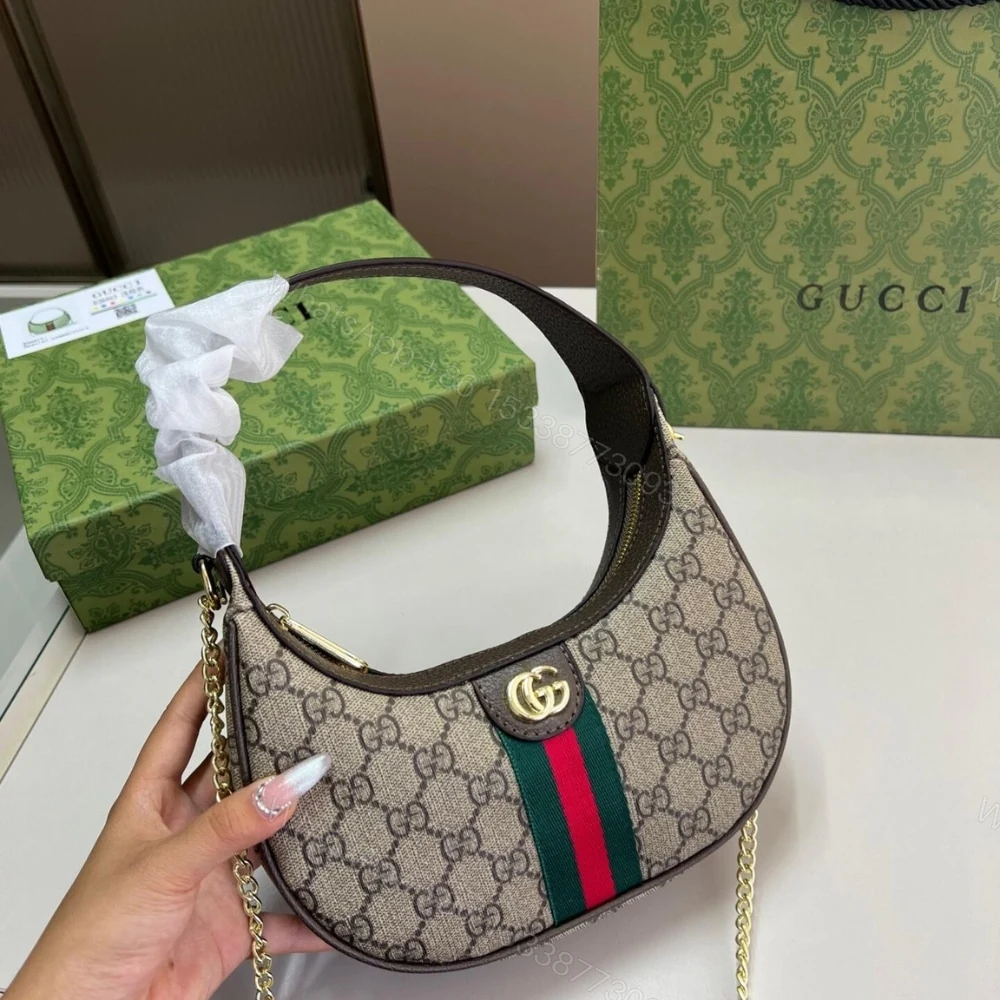 View 3 of GUCCI OPHIDIA SMALL SHOULDER BAG BEIGE AND DARK BROWN GG FABRIC 22CM 838463 FAE0P 9746