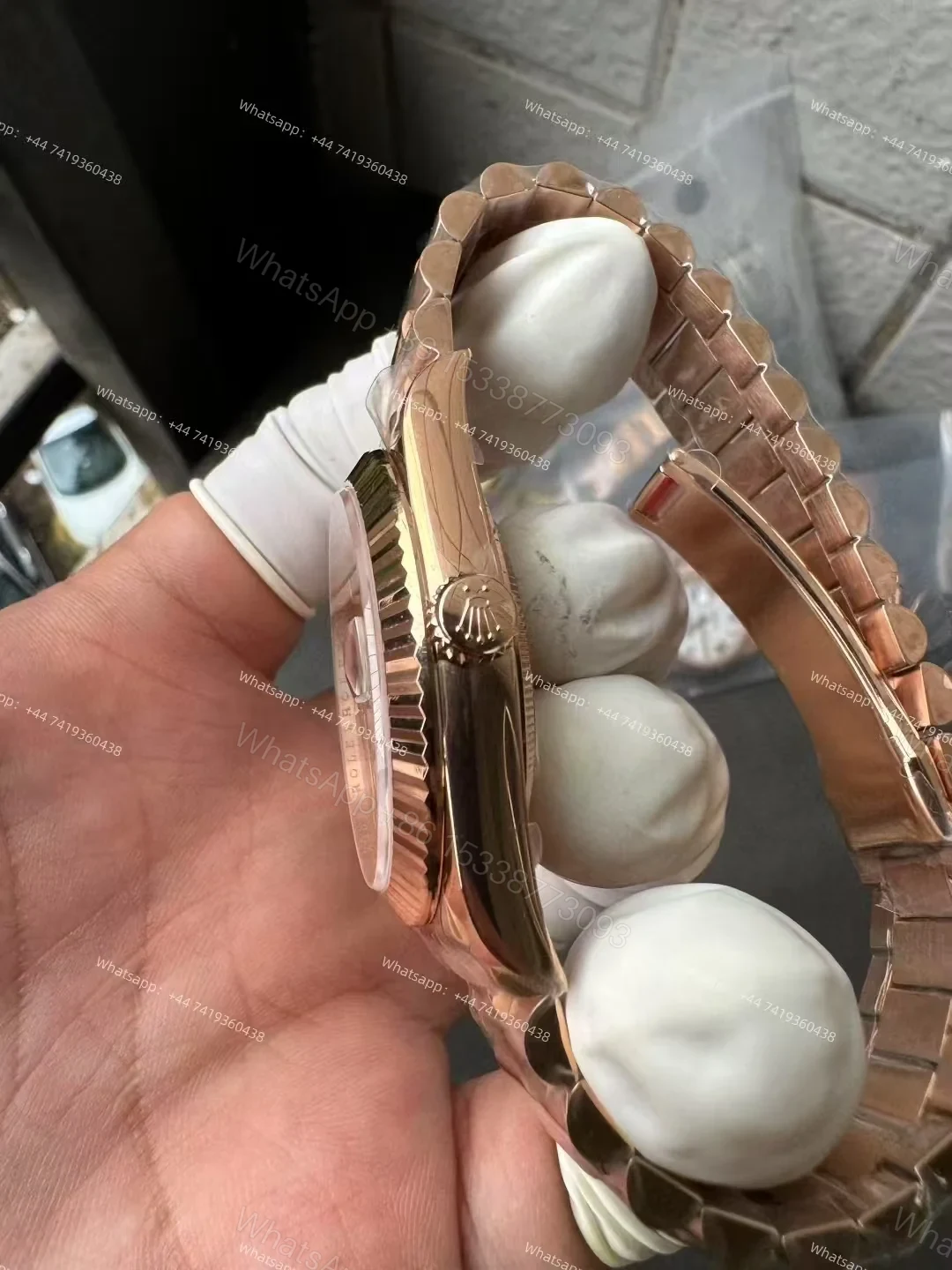 View 7 of Rolex Day-Date M228235-0053 1:1 Replica Rose Gold Chocolate Dial 40MM 3255 Movement Presidential Bracelet Super Clone Watch