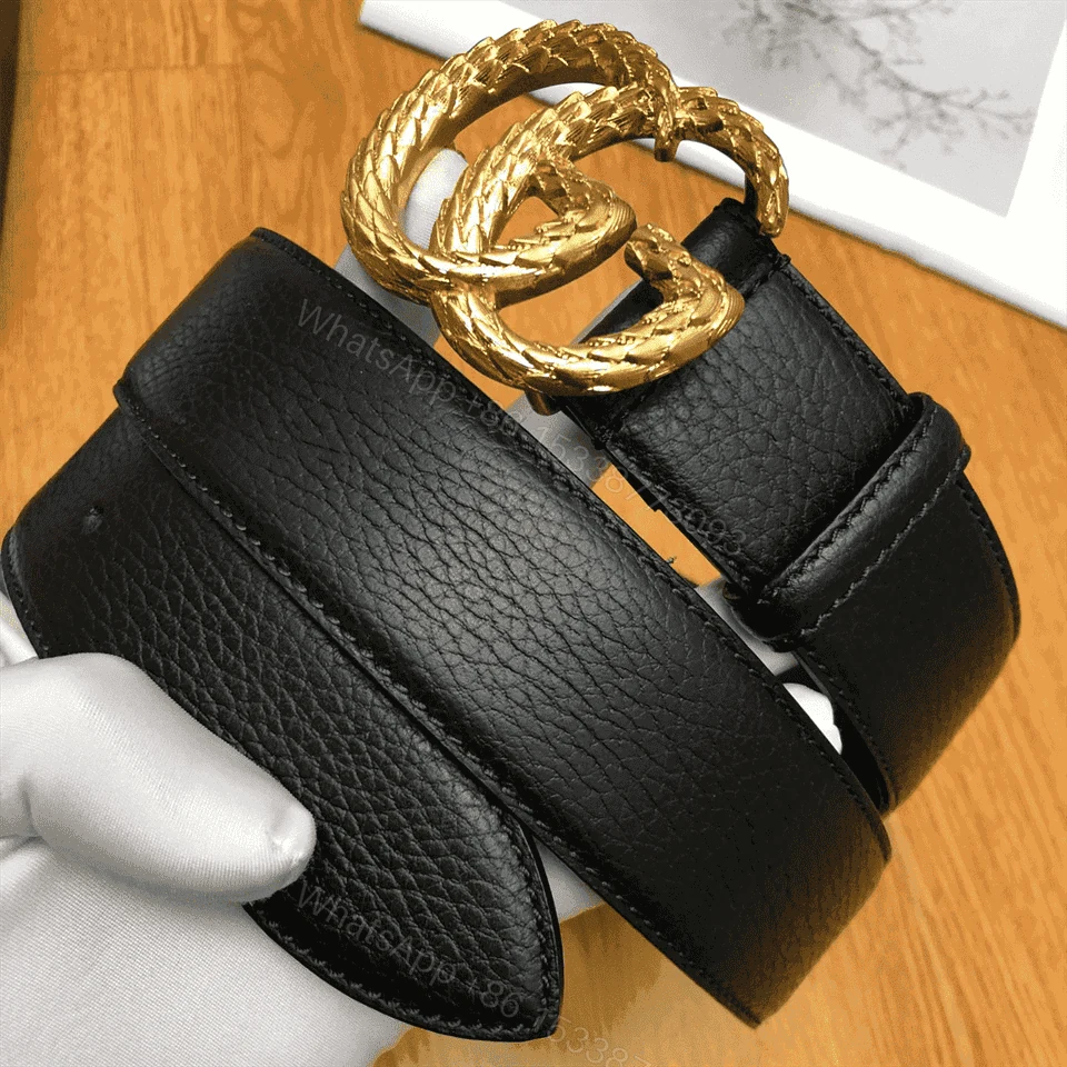 View 8 of GUCCI LEATHER BELT W/ TEXTURED DOUBLE G BUCKLE – B10