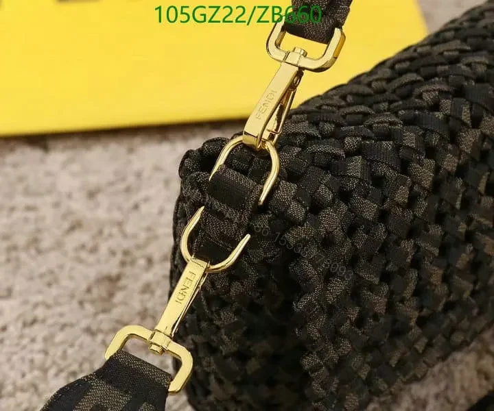 View 6 of Fendi Lookalike Baguette Bag in Coffee Fabric Interlace LZ69295
