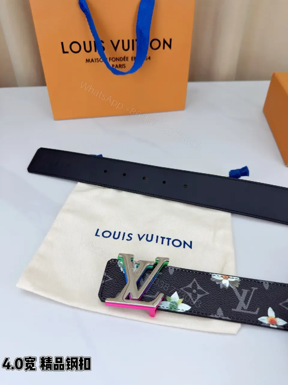 View 10 of Chic Monogram Floral Belt: Luxury Coated-Canvas Accessory