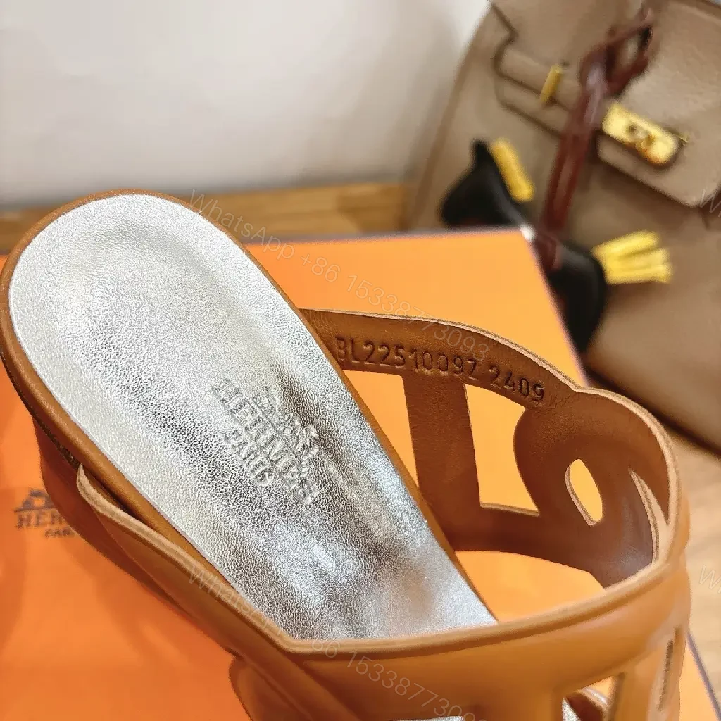 View 2 of Two-Tone Leather Sandals with Signature Straps and Comfort