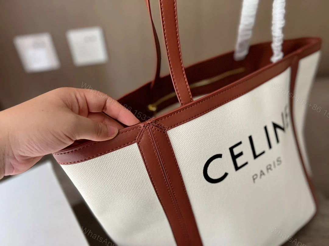 View 5 of CELINE LARGE SQUARE IN TEXTILE WITH PRINT AND CALFSKIN BROWN 48CM