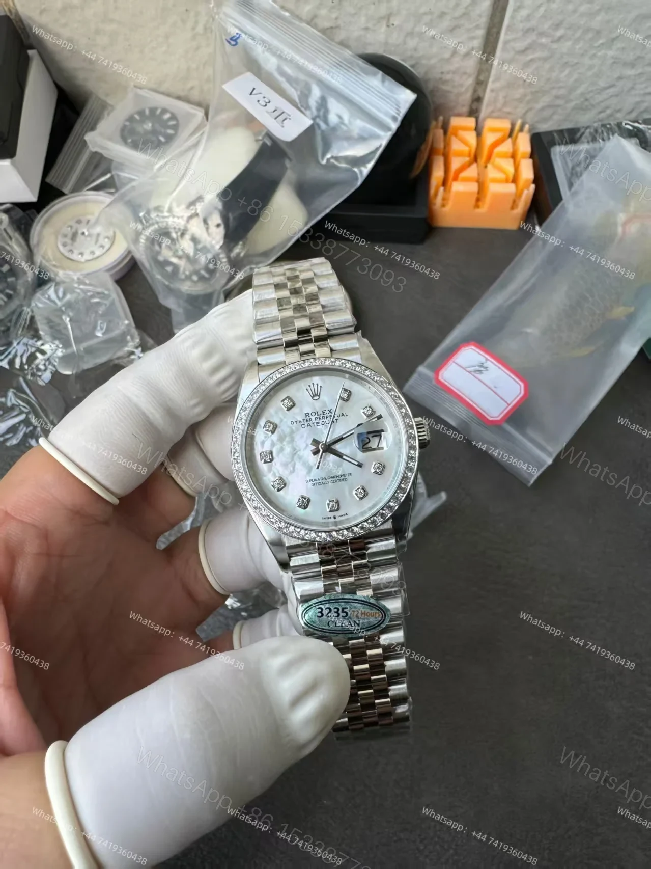 View 2 of Rolex Datejust M126284RBR-0011 1:1 Replica Mother of Pearl Diamond Dial Jubilee 36MM 3235 Movement Super Clone Watch