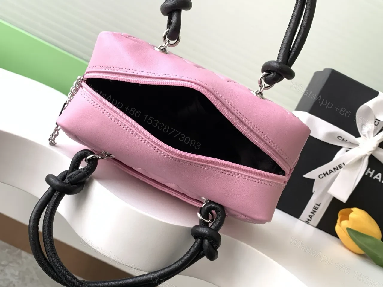 View 9 of Pink Quilted Handbag: Lux Metallic Detail, Compact Chic Bag