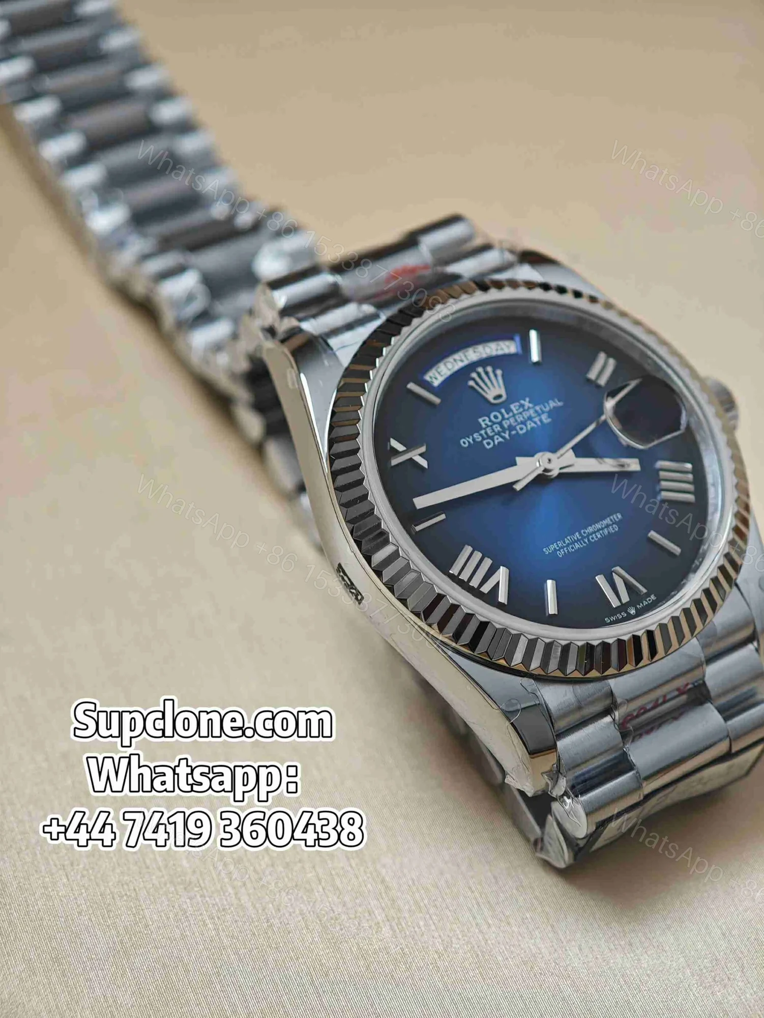 View 3 of Rolex Day-Date 36mm Gradient Blue Dial – Super Clone 1:1 Replica Cal. 3255