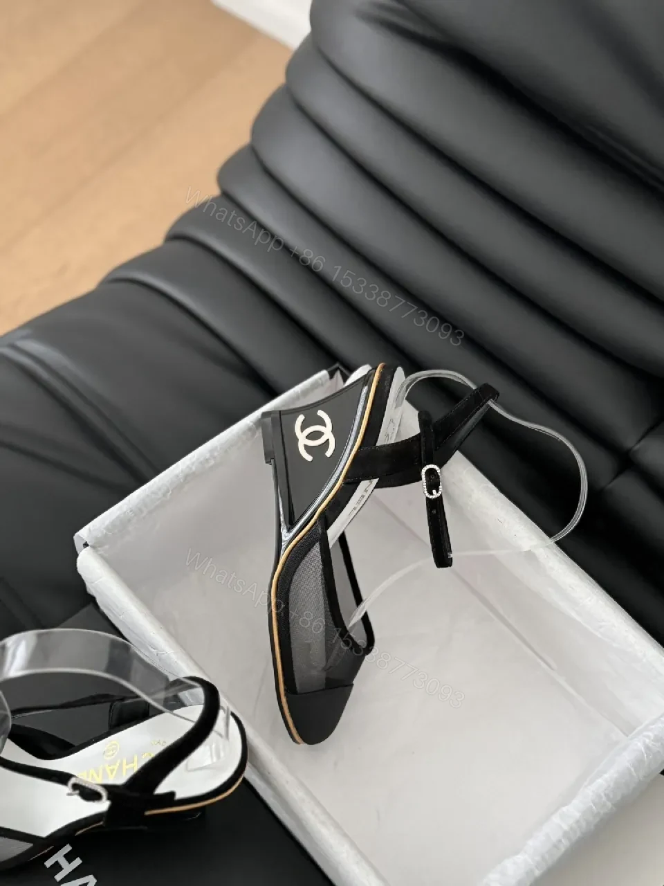 View 6 of Black Mesh Satin Slingback Heels — All-Day Comfort, Luxe Texture