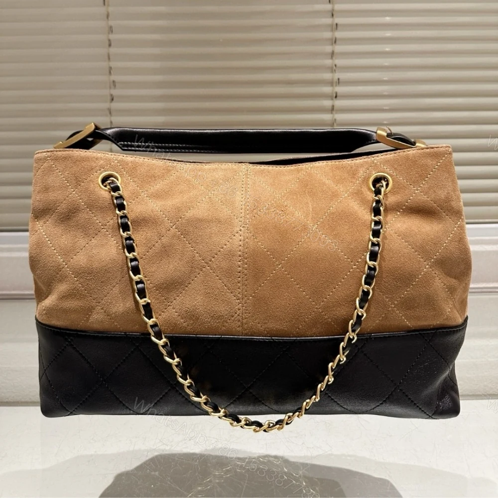 View 2 of Chanel Shopping Bag Shiny And Gold Tone Metal Beige Black 36Cm AS5657 B20827 U1536