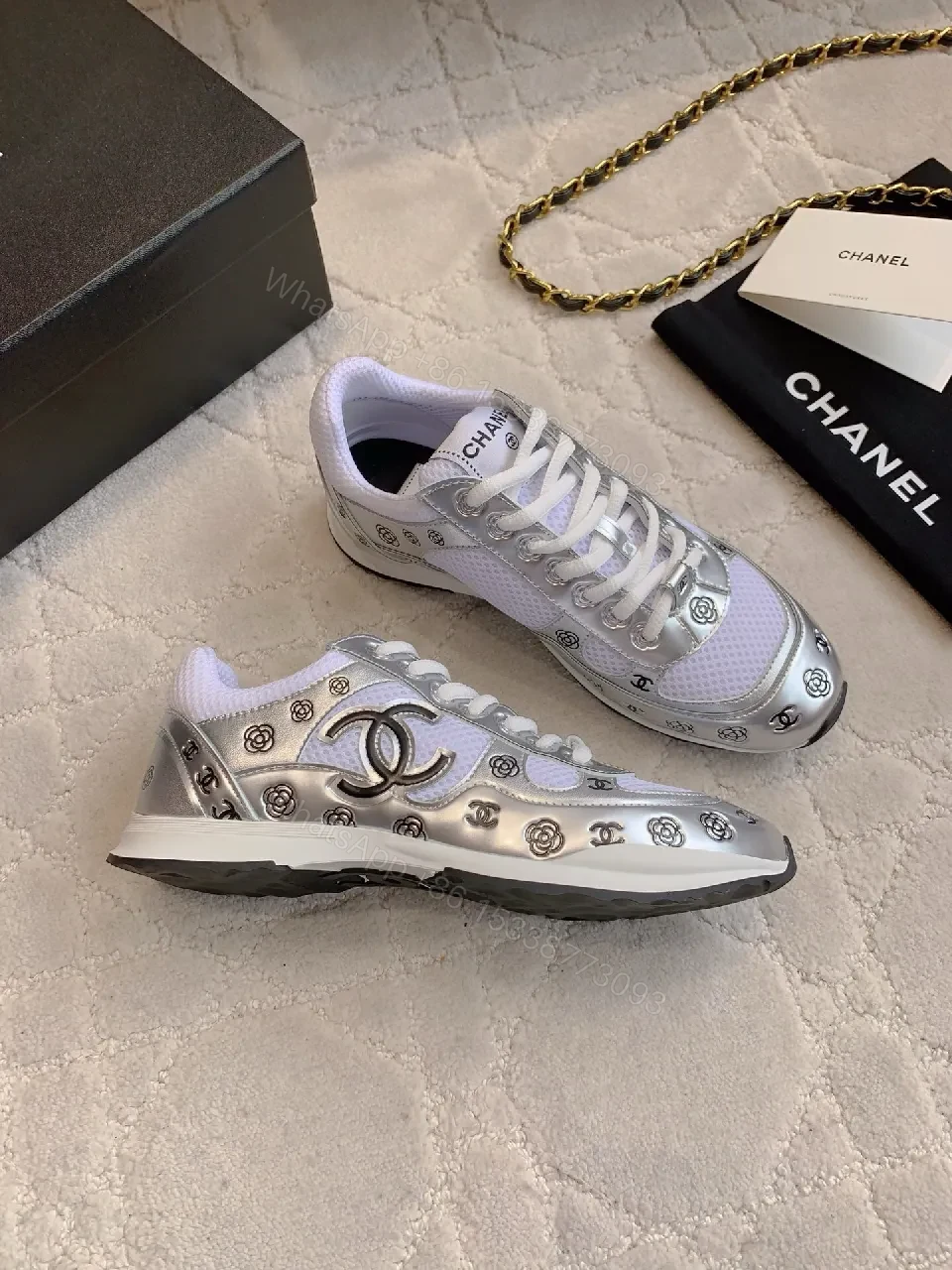 View 8 of Metallic Motion Mesh Sneakers: Modern Luxe Streetwear