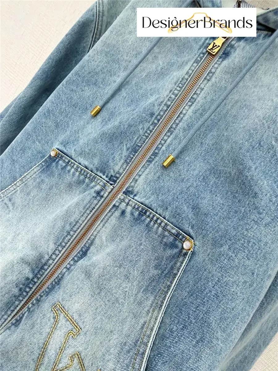 View 4 of Denim Hoodie Jacket: Signature Detailing, Luxe Streetwear