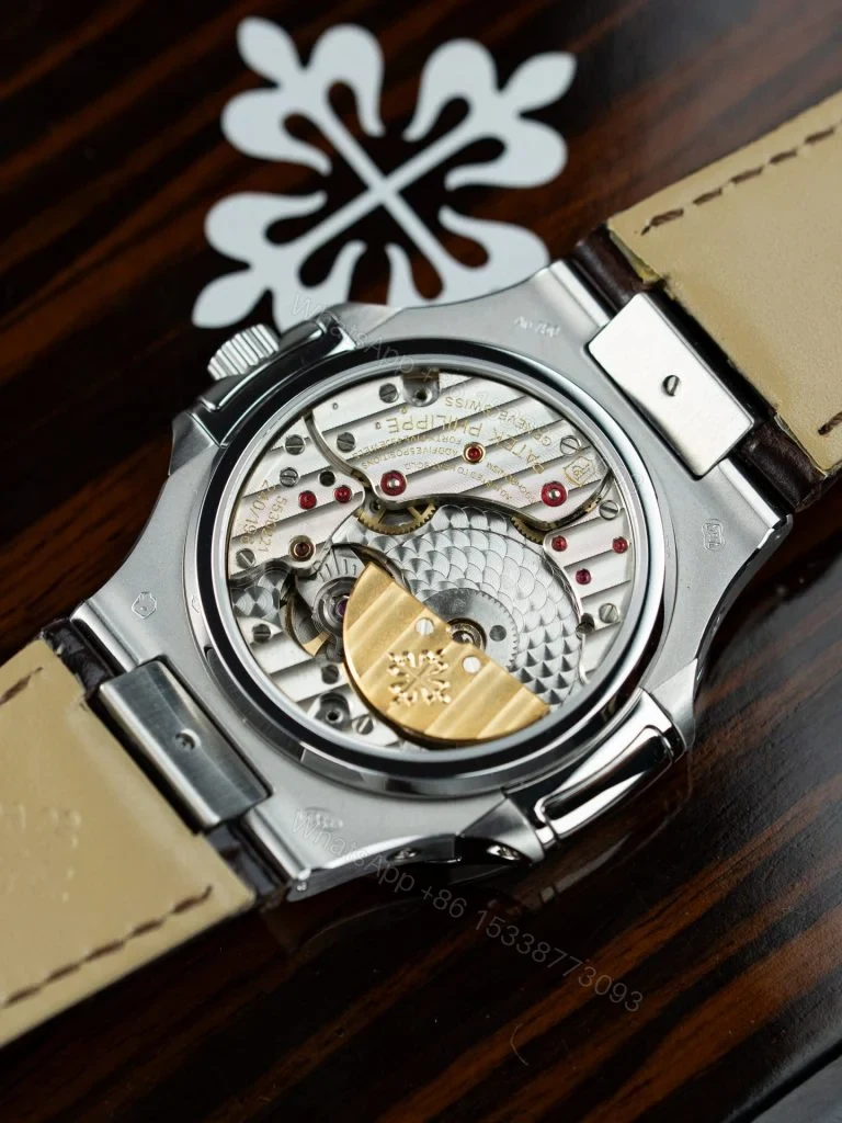 View 7 of Replica Patek Philippe Nautilus Grey Dial Leather Strap 40mm