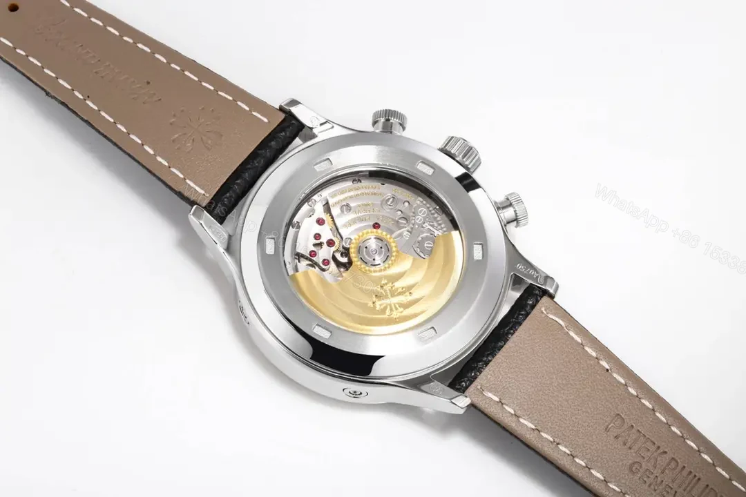 View 8 of Patek Philippe 5924G Multi Function Watch Black Dial Italian Leather Strap 42mm Stainless Steel Case