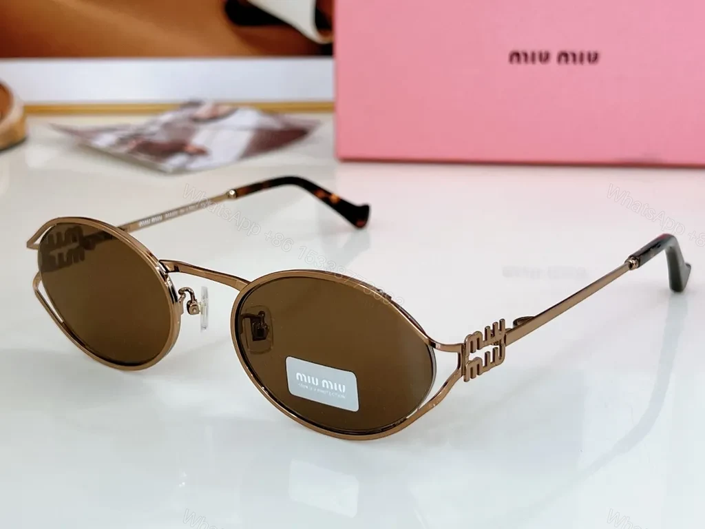 View 5 of Gold Tone Miu Miu Round Sunglasses â€“ Luxe Everyday