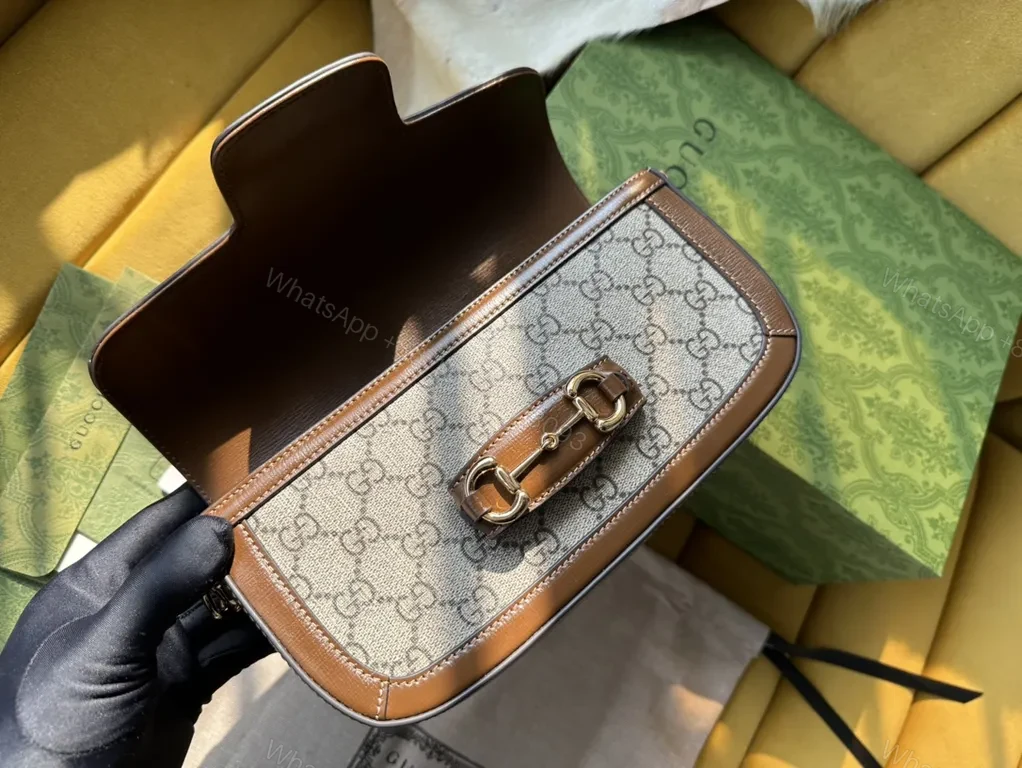View 9 of Chic GG Crossbody with Horsebitâ€”Caramel Leather Trim Bag