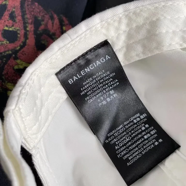 View 3 of Iconic White Balenciaga Logo Cap: Premium Cotton Twill Cap