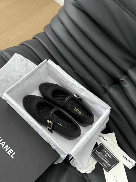 View 7 of Chanel-Inspired Black Leather Mary Janes: Luxe Comfort Flats