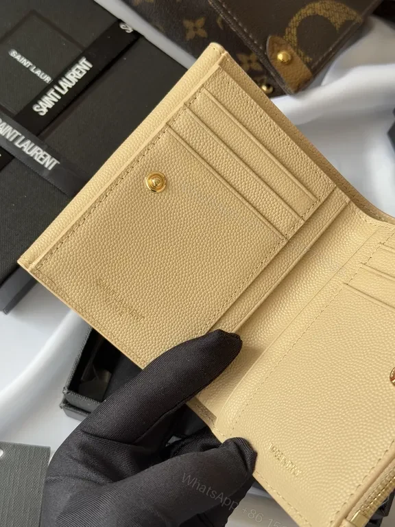 View 2 of Chic Nude Leather Wallet with Gold Hardware - Compact Luxury