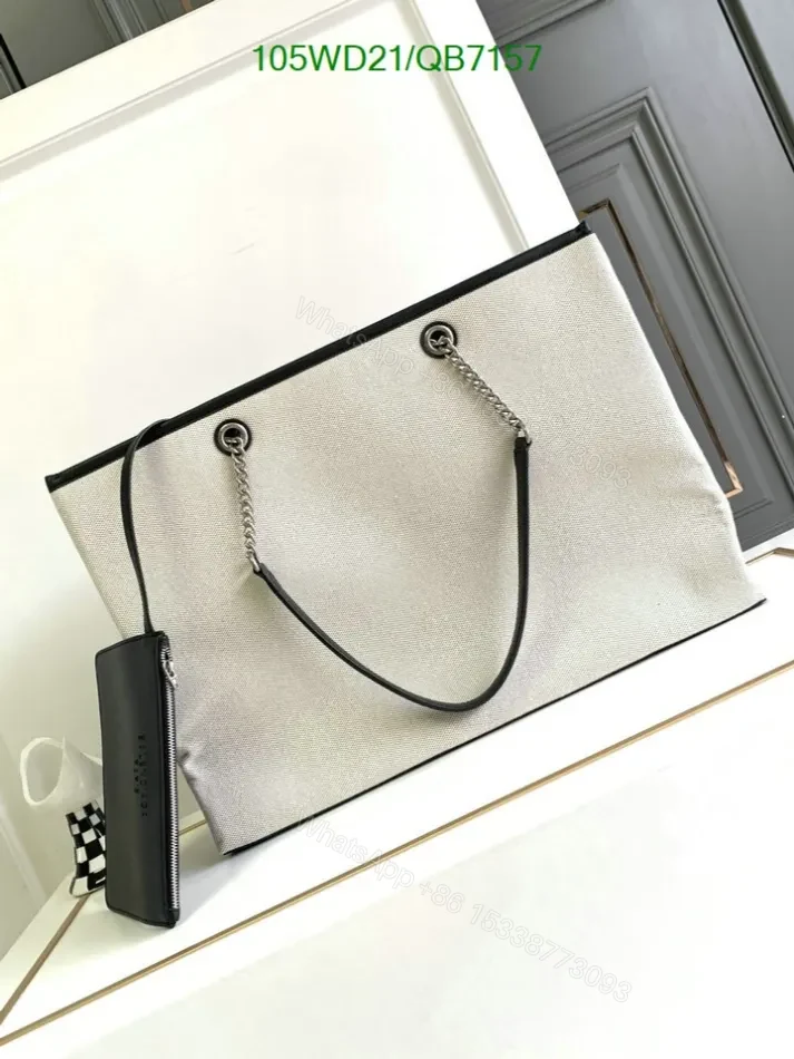 View 2 of Balenciaga Replica White DUTY Free Tote Bag QB7157 in Natural Canvas