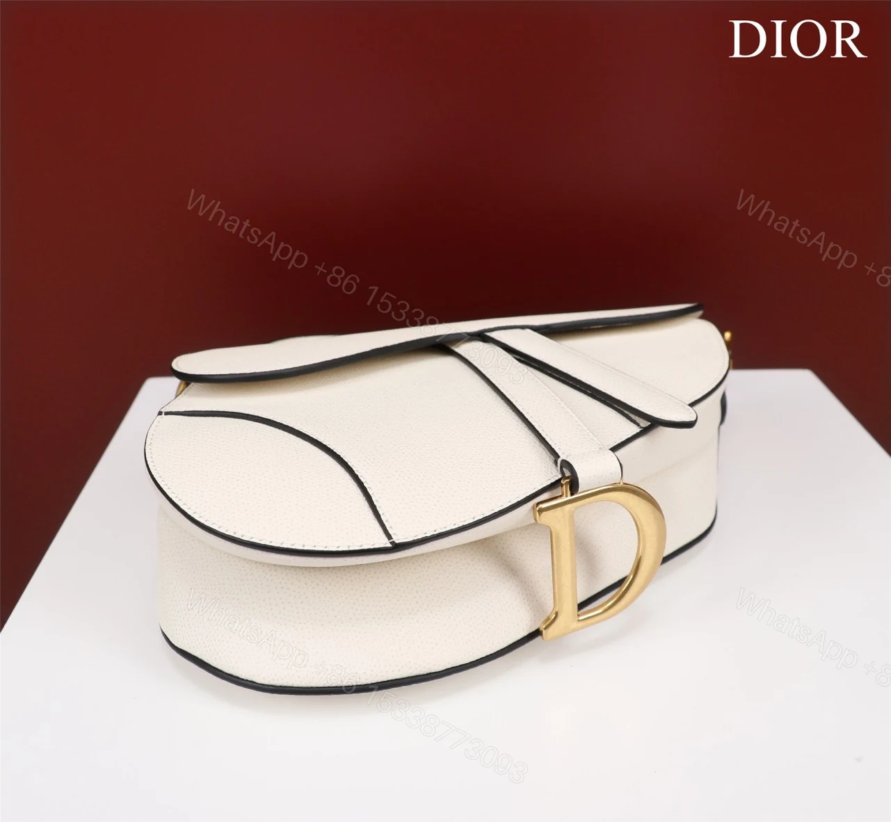 View 2 of Dior Saddle 11 Handbags White Color With Lock Yellow Gold 25x20x6.5cm