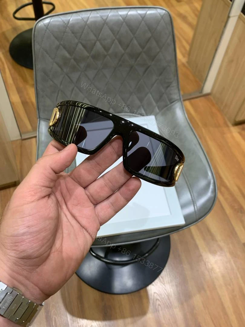 First Copy Dior Black Square Sunglasses Gold Logo Premium Unisex UV Protection — view 1